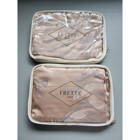 NWT Frette 2 PC SET Jasoine King Shams Powder Pink Grey 21'' x 37'' #12 - Picture 9 of 14